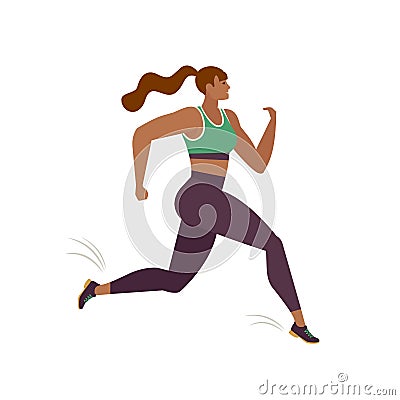 Jogging prson. Runner in motion. Running women sports background. People runner race, training to marathon, jogging and running il Vector Illustration