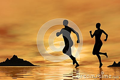 Jogging at sunrise Stock Photo