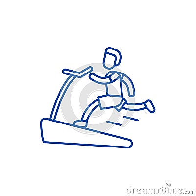 Jogging on the treadmill line icon concept. Jogging on the treadmill flat vector symbol, sign, outline illustration. Vector Illustration