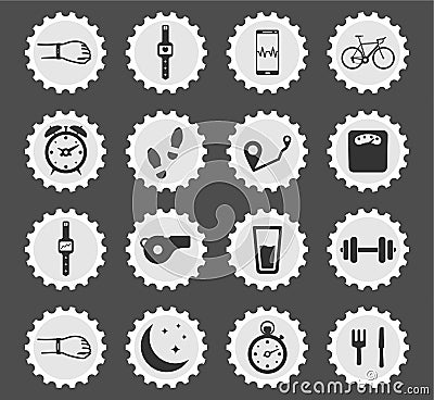 Jogging and workout simply icons Stock Photo