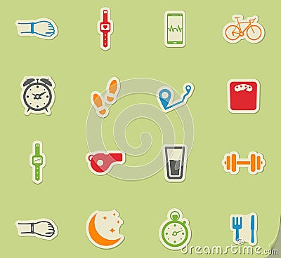 Jogging and workout simply icons Stock Photo