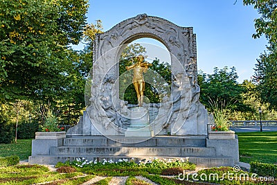 Johann Strauss monument at Vienna City Park in Vienna, Austria Editorial Stock Photo