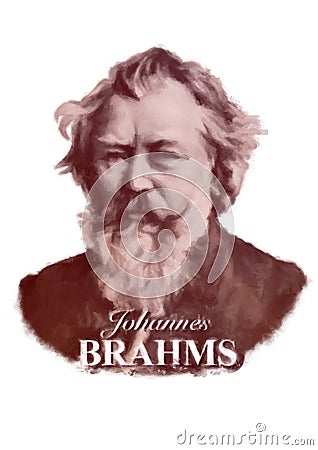 Johannes Brahms oil illustration portrait Cartoon Illustration