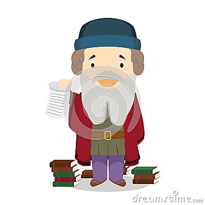 Johannes GÃ¼temberg cartoon character. Vector Illustration. Vector Illustration