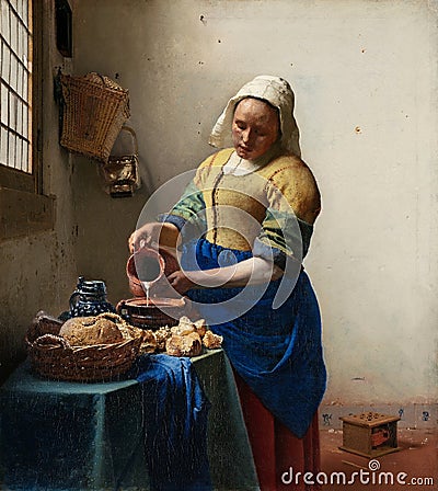 The Milkmaid painting by Jan Vermeer Editorial Stock Photo