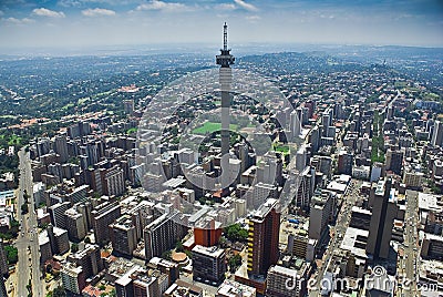 Johannesburg CBD - Aerial View Stock Photo