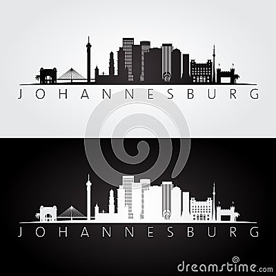 Johannesburg skyline and landmarks silhouette Vector Illustration