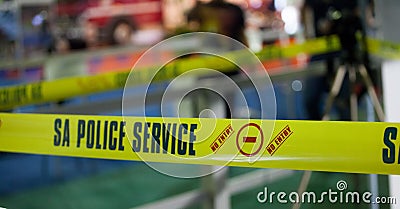 JOHANNESBURG, SOUTH AFRICA - APRIL 2017 South African Police Service crime scene tape Editorial Stock Photo