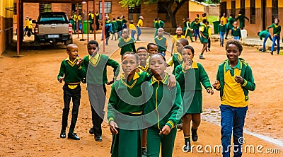 African Primary School children before school starts Editorial Stock Photo