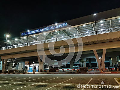 Johannesburg , South Africa - 25 Jan 2020: A night landscape of O R Tamboo internation airport in Johannesburg South Africa Editorial Stock Photo