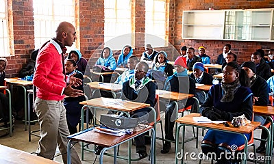 African High School Children in Classroom Editorial Stock Photo