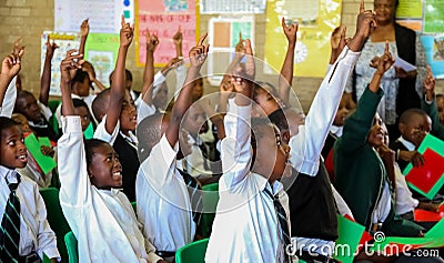 African Children in Primary School Classroom Editorial Stock Photo