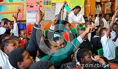 African Children in Primary School Classroom Editorial Stock Photo