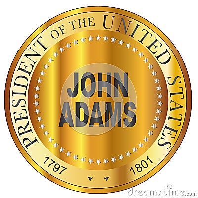 John Adams Gold Metal Stamp Vector Illustration