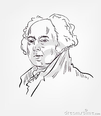 John Adams usa president vector sketch portrait Editorial Stock Photo