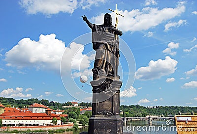 John the Baptist statue, Prague. Editorial Stock Photo
