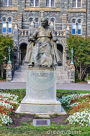 John Carroll Statue on Georgetown University Campus Stock Photo