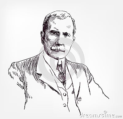 John Davison Rockefeller vector sketch illustration portrait face Cartoon Illustration