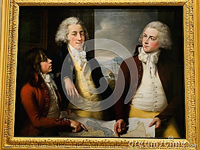 John Francis Rigaud portrait of the Money Brothers exhibited at the Queen`s House in Greenwich London Editorial Stock Photo