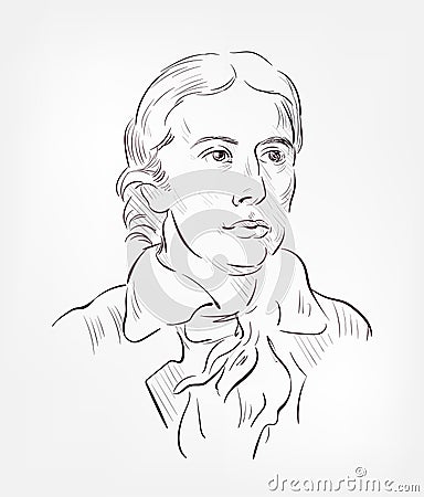 John Keats vector sketch illustration famous Cartoon Illustration