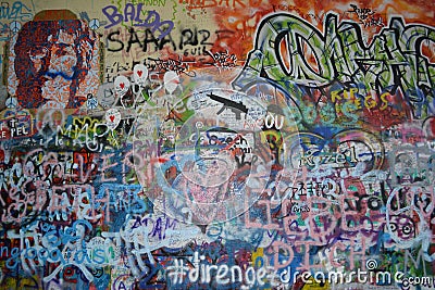 John Lennon Wall in Prague, Czech Republic Editorial Stock Photo