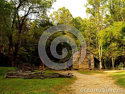 John Oliver Cabin--Smoky Mountains Stock Photo