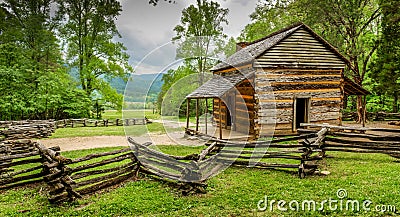 John Oliver's Cabin Great Smoky Mountains National Park Stock Photo