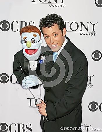 John Tartaglia and Puppet `Rod` at 2006 Tony Awards Editorial Stock Photo