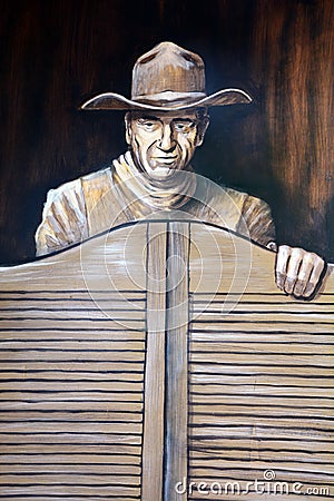John Wayne mural in Old Town San Diego State Historic Park Editorial Stock Photo