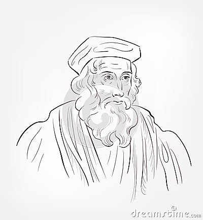 John Wycliffe vector sketch portrait illustration Editorial Stock Photo