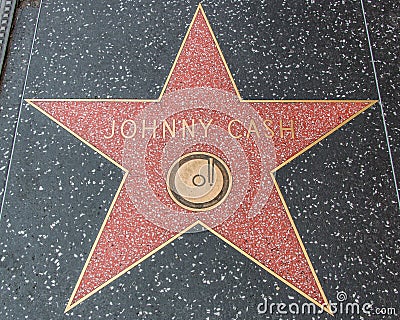 Johnny Cash Star on the Hollywood Walk of Fame Editorial Stock Photo