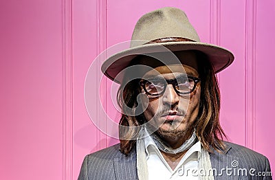 Johnny depp, famous hollywood actror statue at madame tussauds in hong kong Editorial Stock Photo