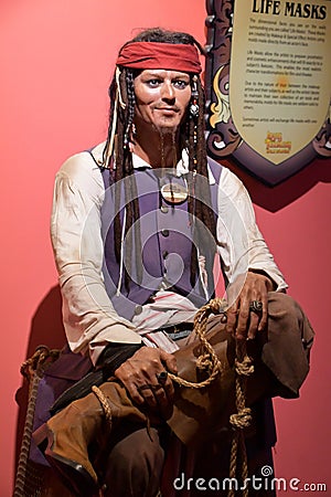 Johnny Depp statue at Louis Tussauds Waxworks at Niagara Falls in Ontario, Canada Editorial Stock Photo