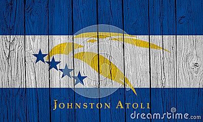 Johnston Atoll Flag Over Wood Planks Stock Photo