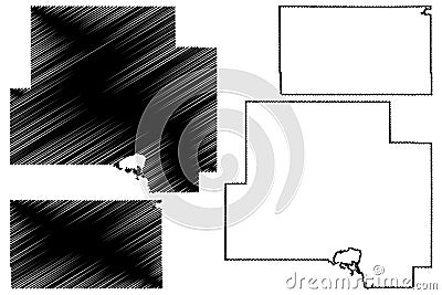 Johnston and Dewey County, Oklahoma State U.S. county, United States of America, USA, U.S., US map vector illustration, scribble Vector Illustration