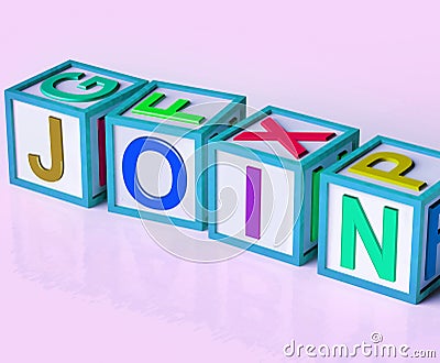 Join Blocks Mean Sign Up To Group Or Organization Stock Photo