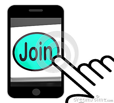 Join Button Displays Subscribing Membership Or Registration Stock Photo