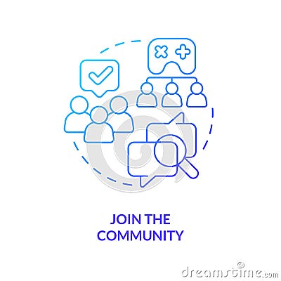 Join community blue gradient concept icon Vector Illustration