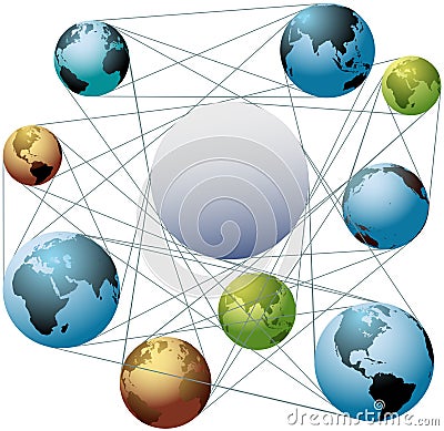 Join Earth world colors in global network Vector Illustration