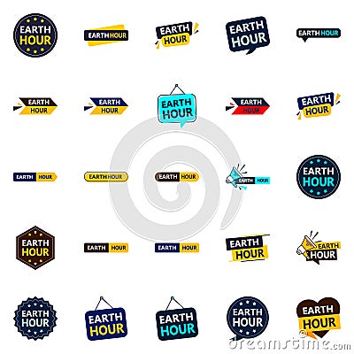 Join the global movement with the Earth Hour Vector Bundle 25 Professional Designs Included Vector Illustration