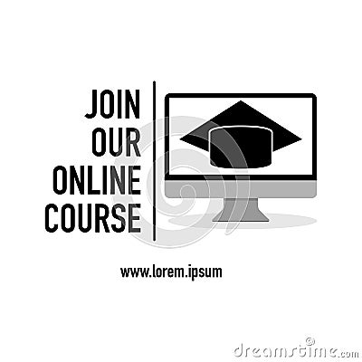 Join our course black icon white background Vector Illustration