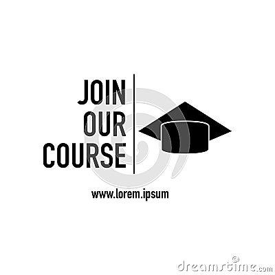 Join our course black icon white background Vector Illustration