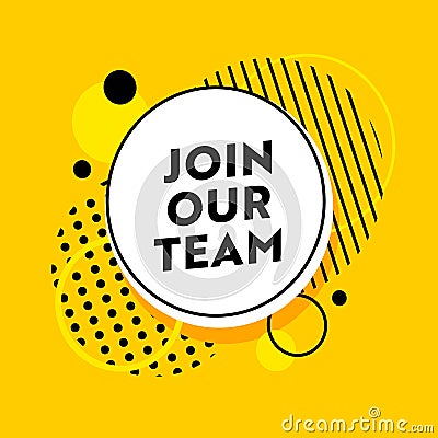 Join Our Team Banner for Job Hiring Agency with Abstract Pattern on Yellow Background. Headhunting, Business, Marketing Vector Illustration