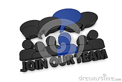 Join Our Team Concept Banner With Group Of People - Black And Blue 3D Illustration Isolated On White Background Stock Photo