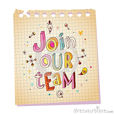 Join our team notepad paper message Vector Illustration