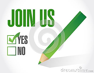 join us check mark sign concept Cartoon Illustration