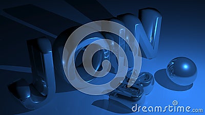 JOIN US in metallic blue Stock Photo