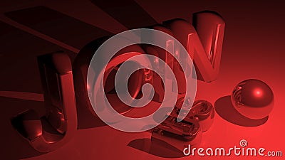 JOIN US in metallic red Stock Photo