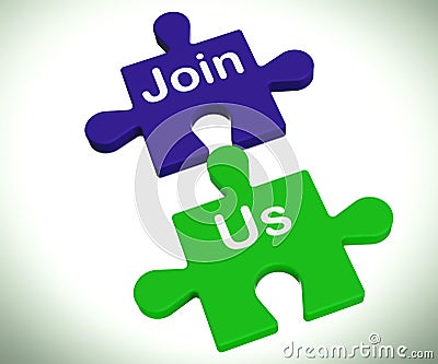 Join Us Puzzle Means Register Or Become A Member Stock Photo