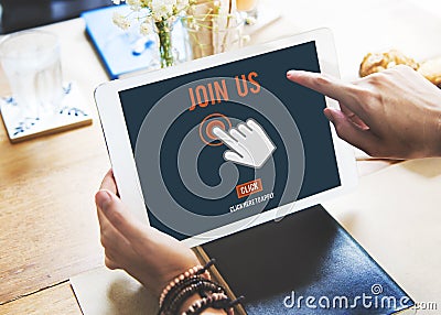 Join Us Recruitment Application Follow Website Online Concept Stock Photo